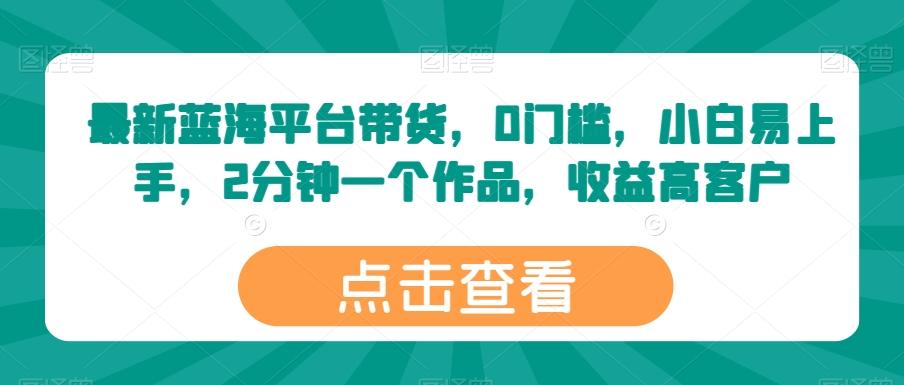 最新蓝海平台带货，0门槛，小白易上手，2分钟一个作品，收益高【揭秘】-策里行间