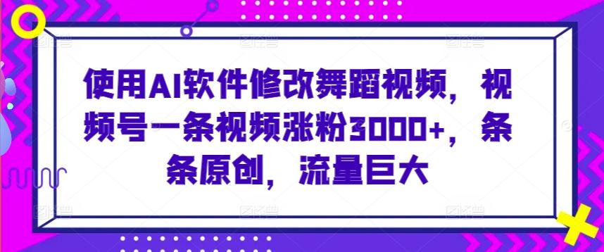 使用AI软件修改舞蹈视频，视频号一条视频涨粉3000+，条条原创，流量巨大【揭秘】-策里行间