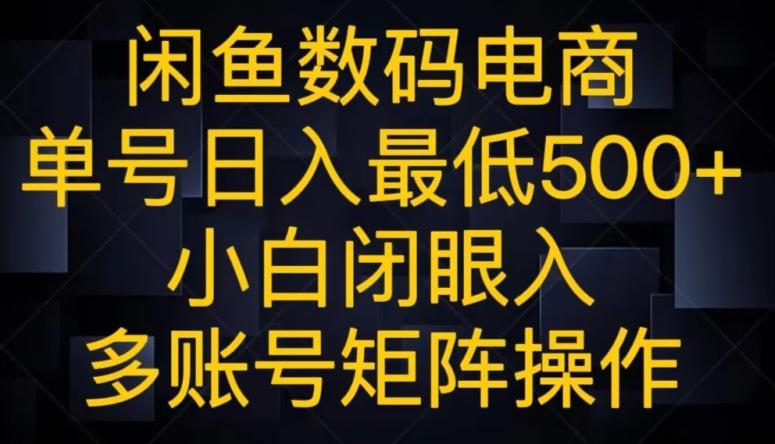 闲鱼数码电商，单号日入最低500+，小白闭眼入，多账号矩阵操作-策里行间