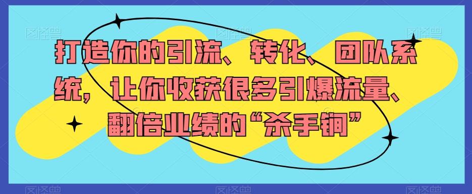 打造你的引流、转化、团队系统，让你收获很多引爆流量、翻倍业绩的“杀手锏”-策里行间