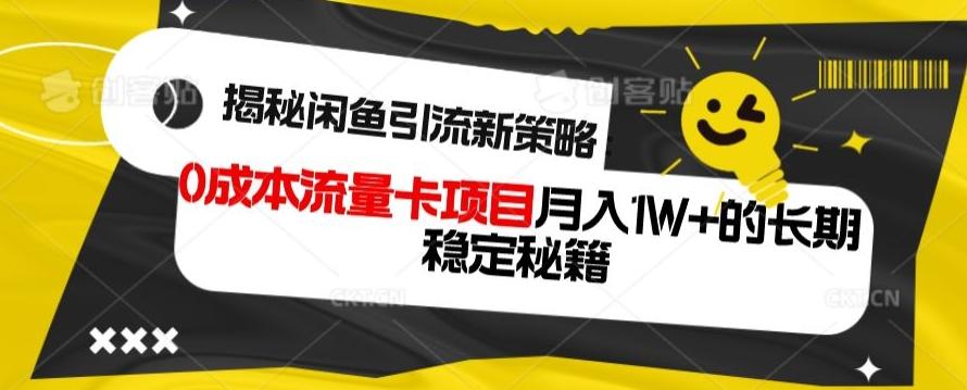 揭秘闲鱼引流新策略：0成本流量卡项目，月入1W+的长期稳定秘籍-策里行间