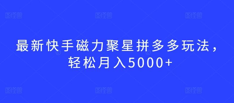 最新快手磁力聚星拼多多玩法，轻松月入5000+【揭秘】-策里行间