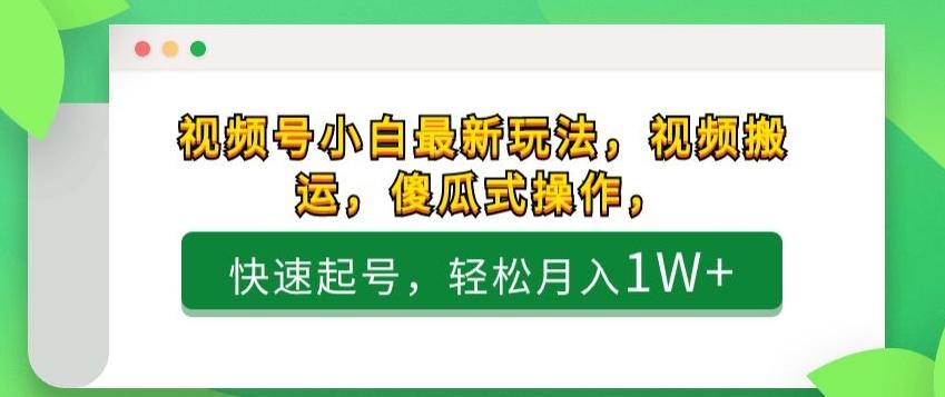 视频号小白最新玩法，视频搬运，傻瓜式操作，快速起号，轻松月入1W+-策里行间
