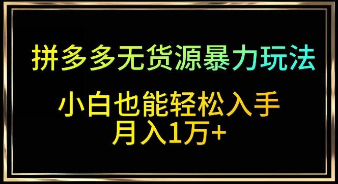 拼多多无货源暴力玩法，全程干货，小白也能轻松入手，月入1万+【揭秘】-策里行间
