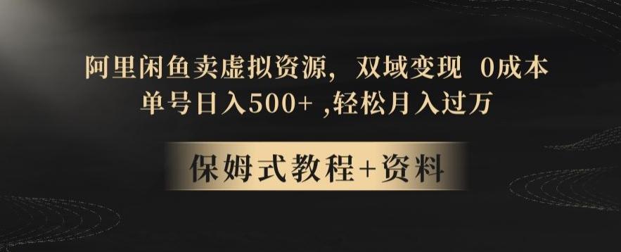 阿里闲鱼卖虚拟资源，双域变现，0成本，日入500+，轻松月入过万-策里行间