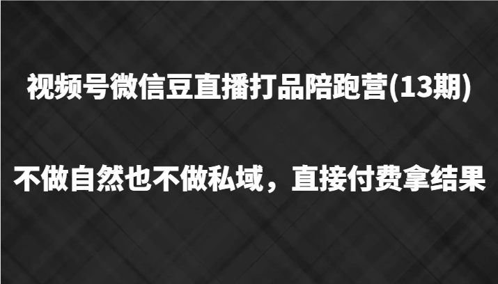 视频号微信豆直播打品陪跑(13期)，不做不自然流不做私域，直接付费拿结果-策里行间