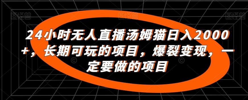 24小时无人直播汤姆猫日入2000+，长期可玩的项目，爆裂变现，一定要做的项目【揭秘】-策里行间