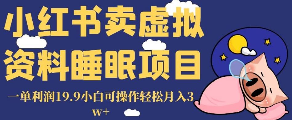 小红书卖虚拟资料睡眠项目，一单利润19.9小白可操作轻松月入3w+【揭秘】-策里行间