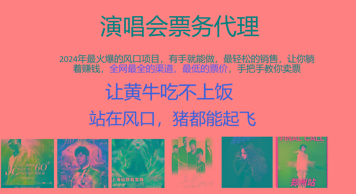 2024年最火爆风口项目，演唱会票务代理，日入2000+，一部手机就能搞定！-策里行间