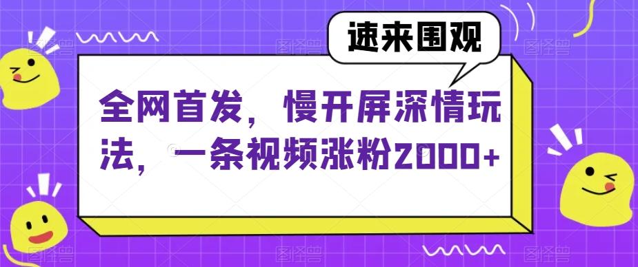 全网首发，慢开屏深情玩法，一条视频涨粉2000+【揭秘】-策里行间