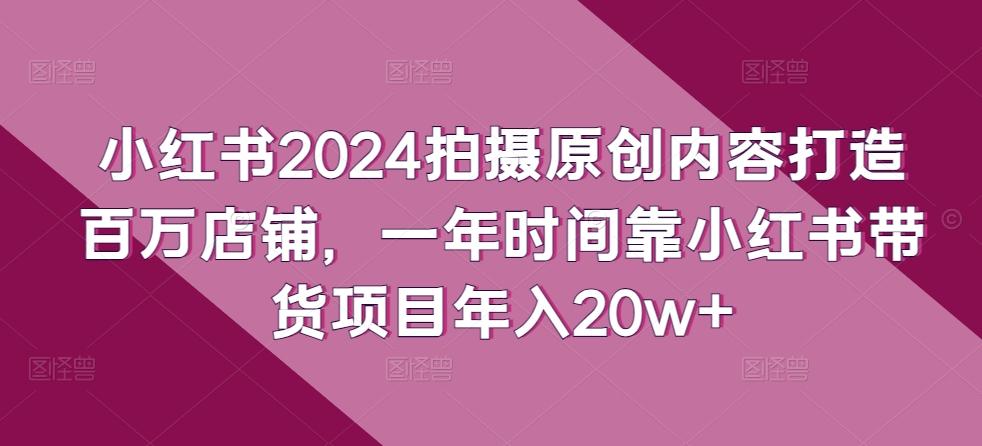 小红书2024拍摄原创内容打造百万店铺，一年时间靠小红书带货项目年入20w+-策里行间