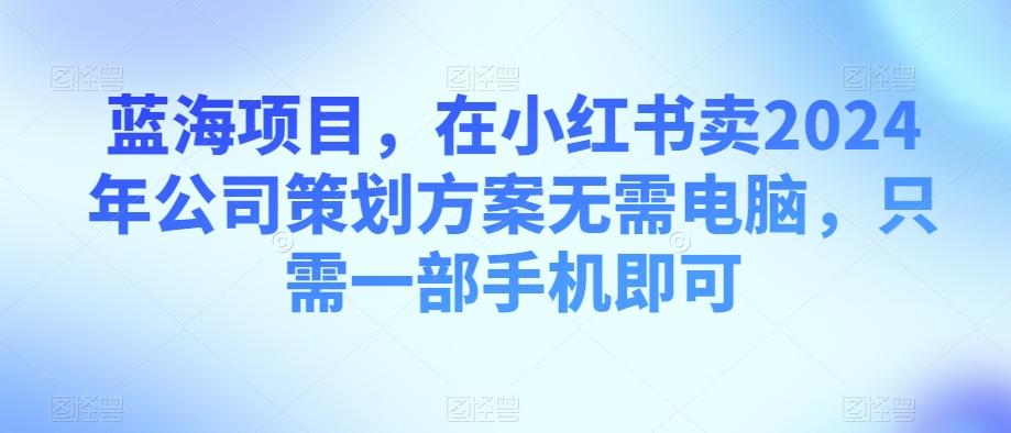 蓝海项目，在小红书卖2024年公司策划方案无需电脑，只需一部手机即可-策里行间