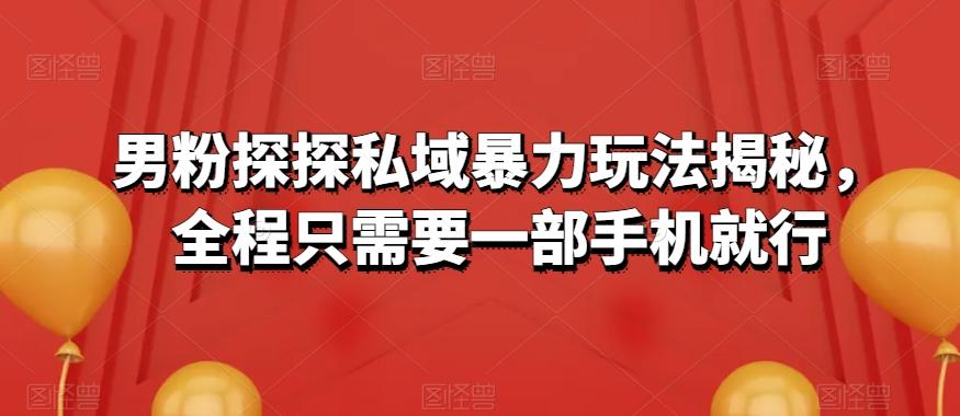 男粉探探私域暴力玩法揭秘，全程只需要一部手机就行-策里行间