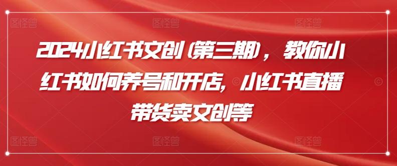 2024小红书文创(第三期)，教你小红书如何养号和开店，小红书直播带货卖文创等-策里行间