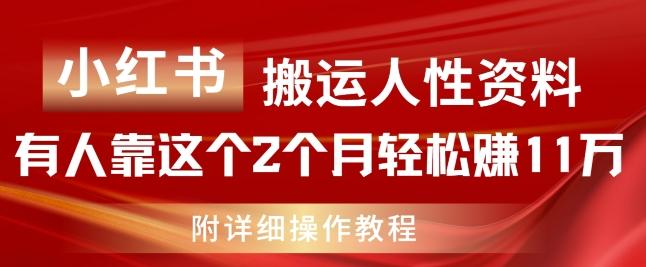 小红书搬运人性资料，有人靠这个2个月轻松赚11w，附教程【揭秘】-策里行间