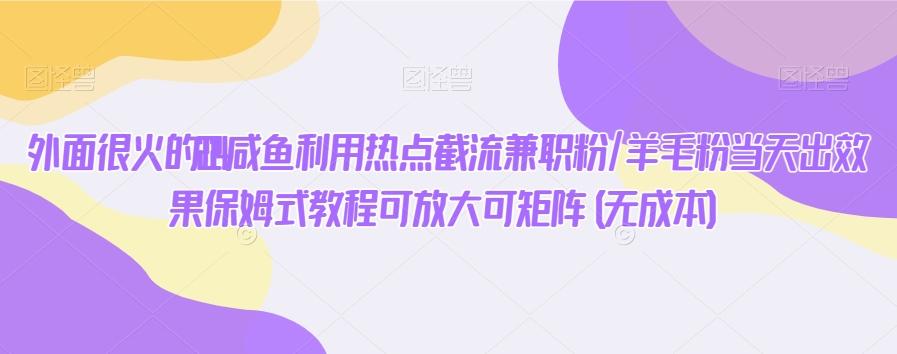 外面很火的2024咸鱼利用热点截流兼职粉/羊毛粉当天出效果保姆式教程可放大可矩阵(无成本)-策里行间
