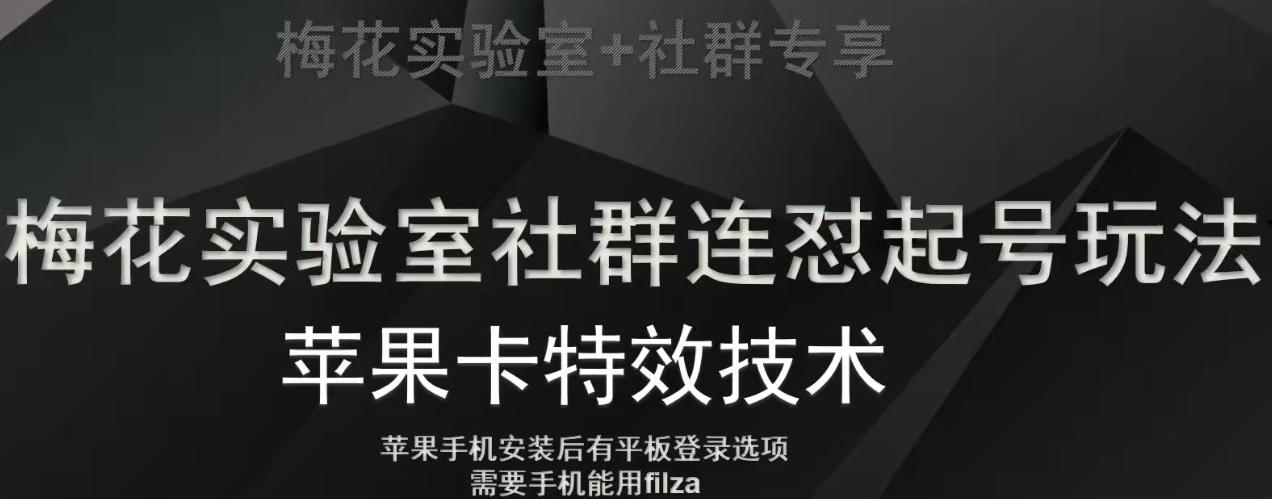 梅花实验室社群视频号连怼起号玩法，最新苹果卡特效技术-策里行间