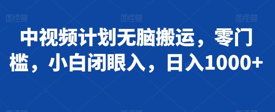 中视频计划无脑搬运，零门槛，小白闭眼入，日入1000+-策里行间