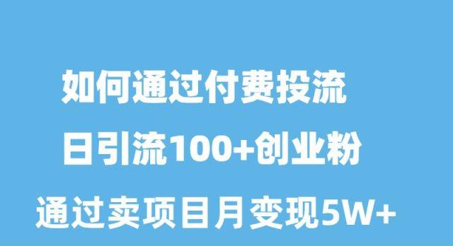 如何通过付费投流日引流100+创业粉月变现5W+-策里行间