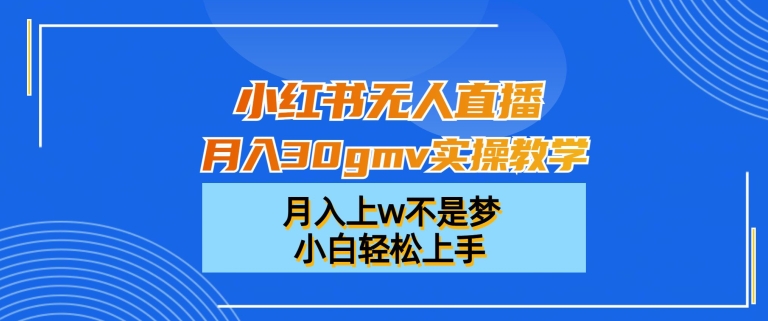 小红书无人直播月入30gmv实操教学，月入上w不是梦，小白轻松上手【揭秘】-策里行间