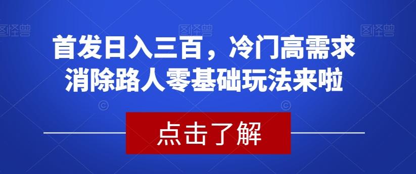 首发日入三百，冷门高需求消除路人零基础玩法来啦【揭秘】-策里行间