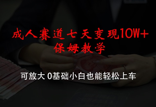 成人赛道七天变现10W+保姆教学，可放大，0基础小白也能轻松上车【揭秘】-策里行间
