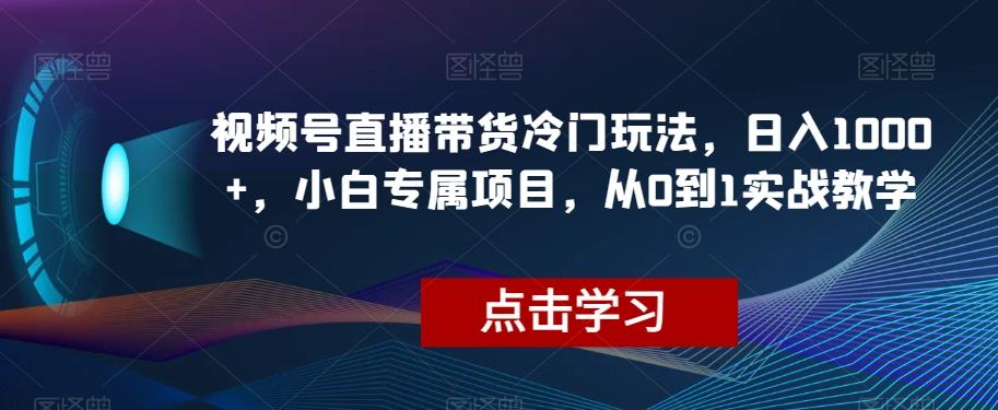 视频号直播带货冷门玩法，日入1000+，小白专属项目，从0到1实战教学【揭秘】-策里行间