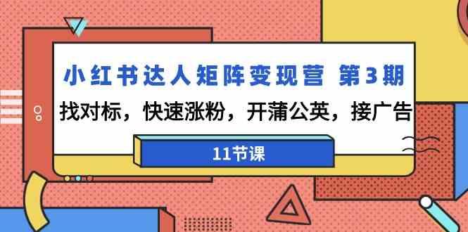 小红书达人矩阵变现营第3期，找对标，快速涨粉，开蒲公英，接广告(11节课)-策里行间