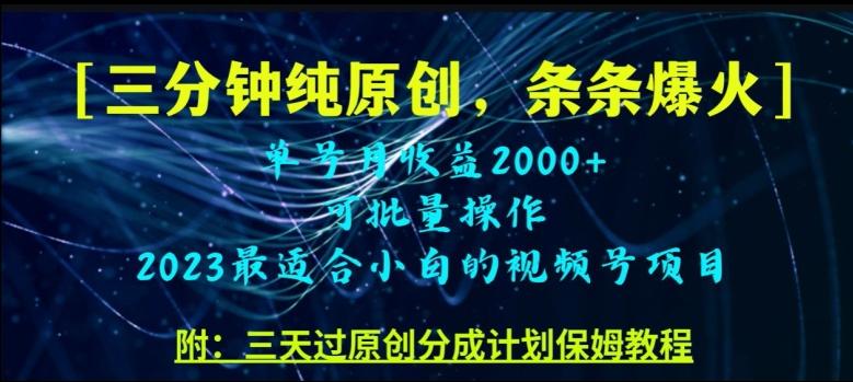 三分钟制作视频号纯原创，条条爆款，轻松月入过万【揭秘】-策里行间