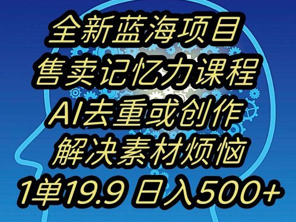 蓝海项目记忆力提升，AI去重，一单19.9日入500+【揭秘】-策里行间