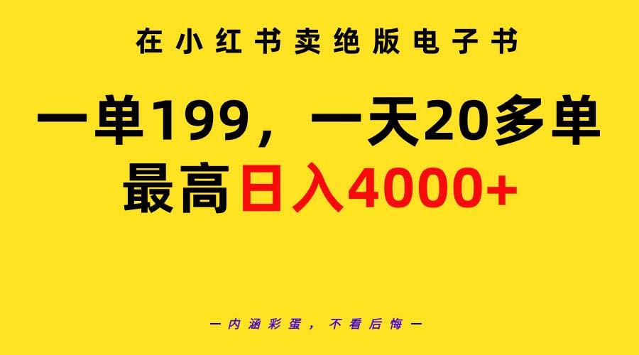 (9401期)在小红书卖绝版电子书，一单199 一天最多搞20多单，最高日入4000+教程+资料-策里行间