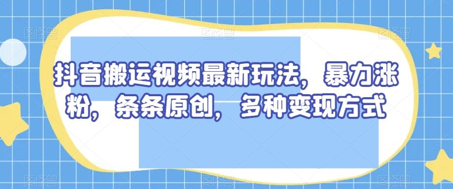 抖音搬运视频最新玩法，暴力涨粉，条条原创，多种变现方式【揭秘】-策里行间