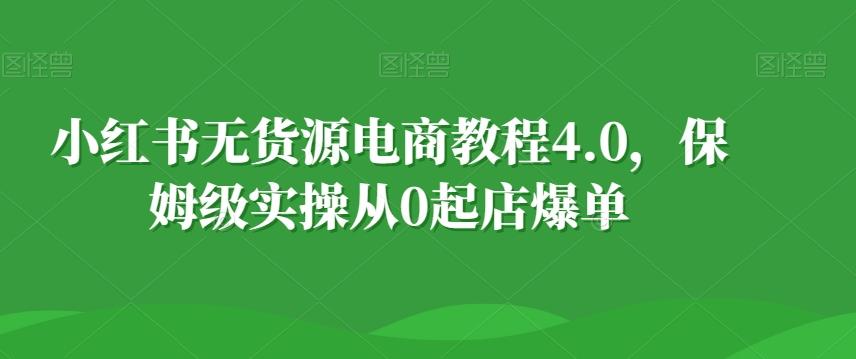 小红书无货源电商教程4.0，保姆级实操从0起店爆单【拆解】-策里行间