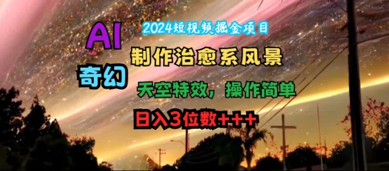 2024短视频掘金项目，AI制作治愈系风景，奇幻天空特效，操作简单，日入3位数【揭秘】-策里行间