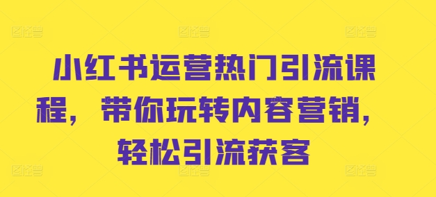 小红书运营热门引流课程，带你玩转内容营销，轻松引流获客-策里行间