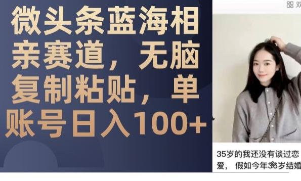 微头条蓝海相亲赛道，无脑复制粘贴，单账号日入100+-策里行间