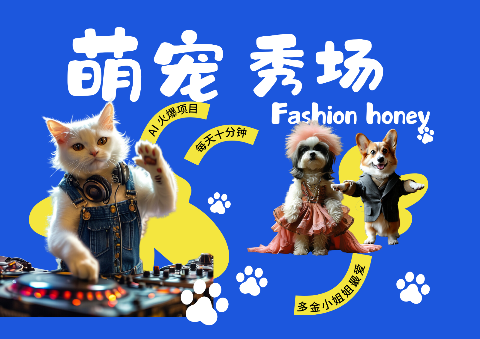 酷飒动物跳舞走秀 时尚喵FASHION汪 多金小姐姐最爱的 轻松月入破W-策里行间
