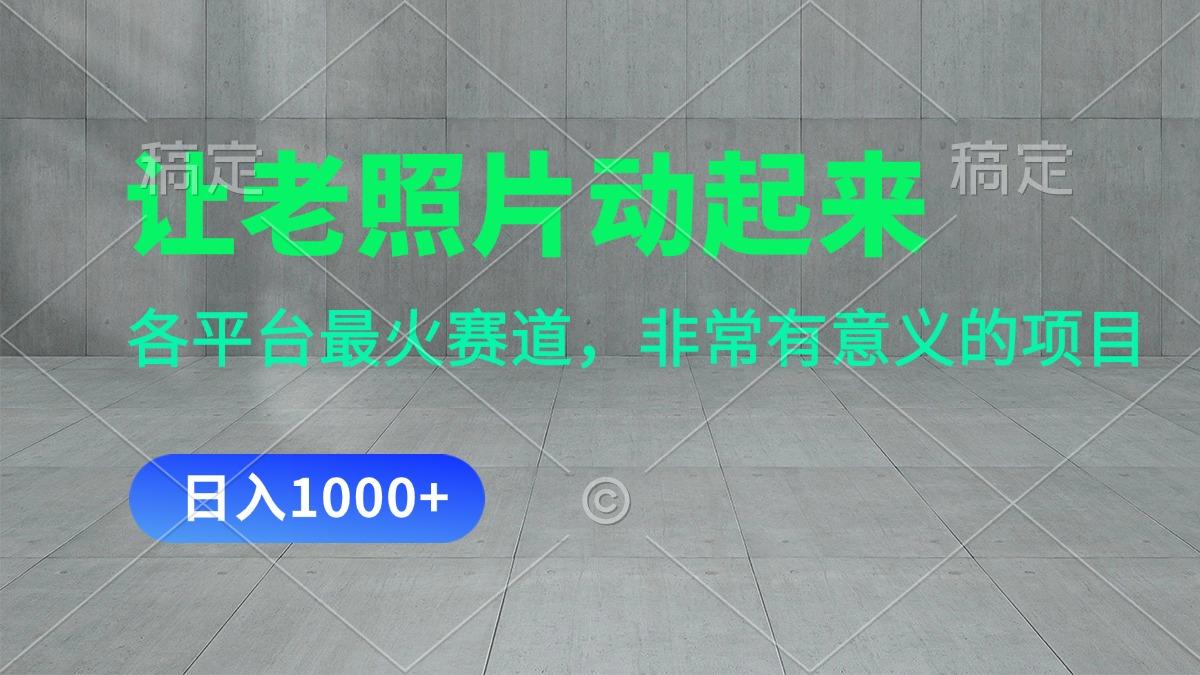 让老照片动起来，一天变现1000+，各平台最火赛道，看完就会-策里行间