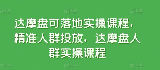 达摩盘可落地实操课程，精准人群投放，达摩盘人群实操课程-策里行间
