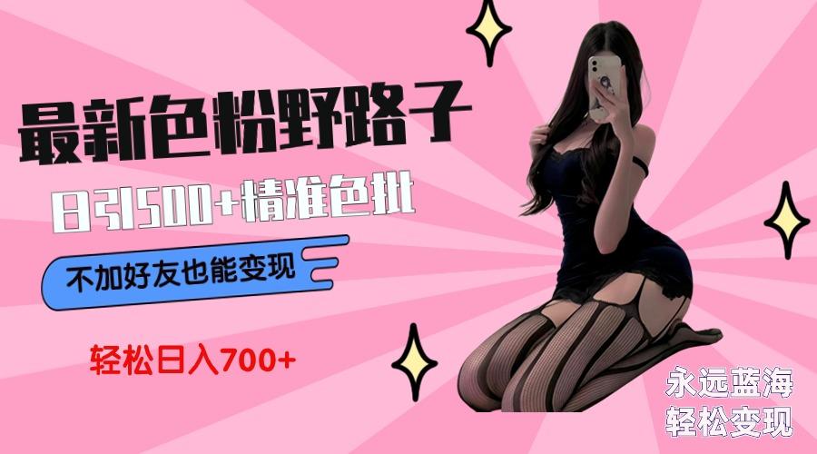 最新色粉变现野路子，日引500+老色批 可不加好友直接变现 小白轻松日入700+-策里行间