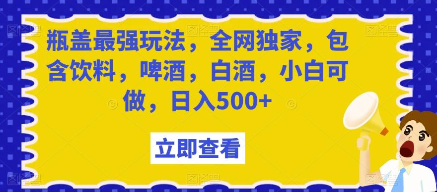 瓶盖最强玩法，全网独家，包含饮料，啤酒，白酒，小白可做，日入500+【揭秘】-策里行间