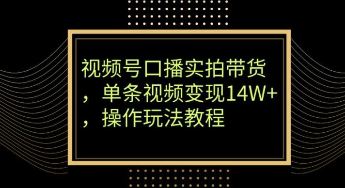 视频号口播实拍带货，单条视频变现14W+，操作玩法教程-策里行间