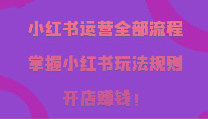 小红书运营全部流程，掌握小红书玩法规则，开店赚钱！-策里行间