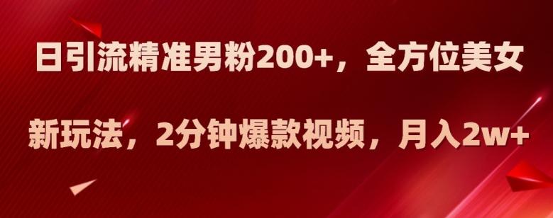 日引流精准男粉200+，全方位美女新玩法，2分钟爆款视频，月入2w+【揭秘】-策里行间