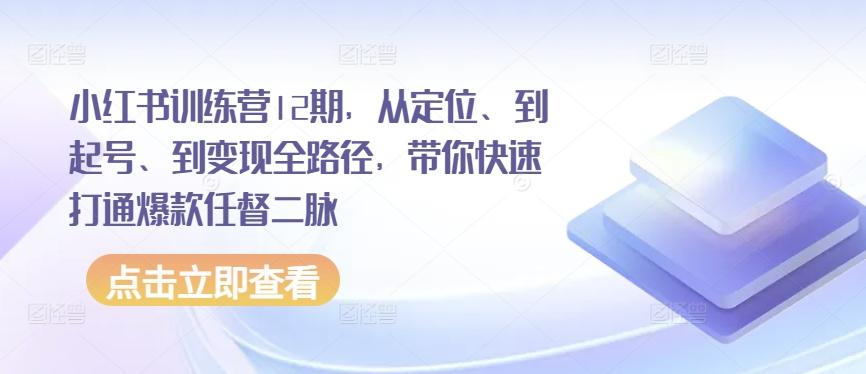 小红书训练营12期，从定位、到起号、到变现全路径，带你快速打通爆款任督二脉-策里行间