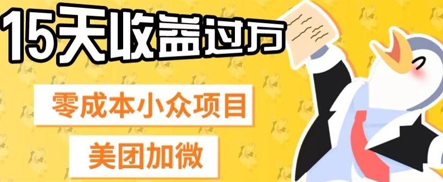 零成本小众项目，美团加微，一单4.5+，15天已经有人赚上万收益-策里行间