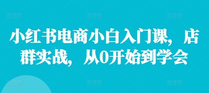 小红书电商小白入门课，店群实战，从0开始到学会-策里行间