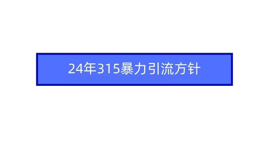 (9398期)2024年315暴力引流方针-策里行间