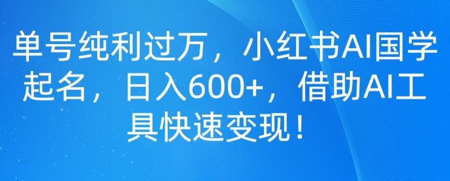 单号纯利过万，小红书AI国学起名，日入600+，借助AI工具快速变现-策里行间