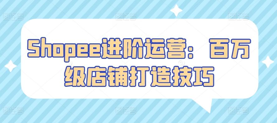 Shopee进阶运营：百万级店铺打造技巧-策里行间
